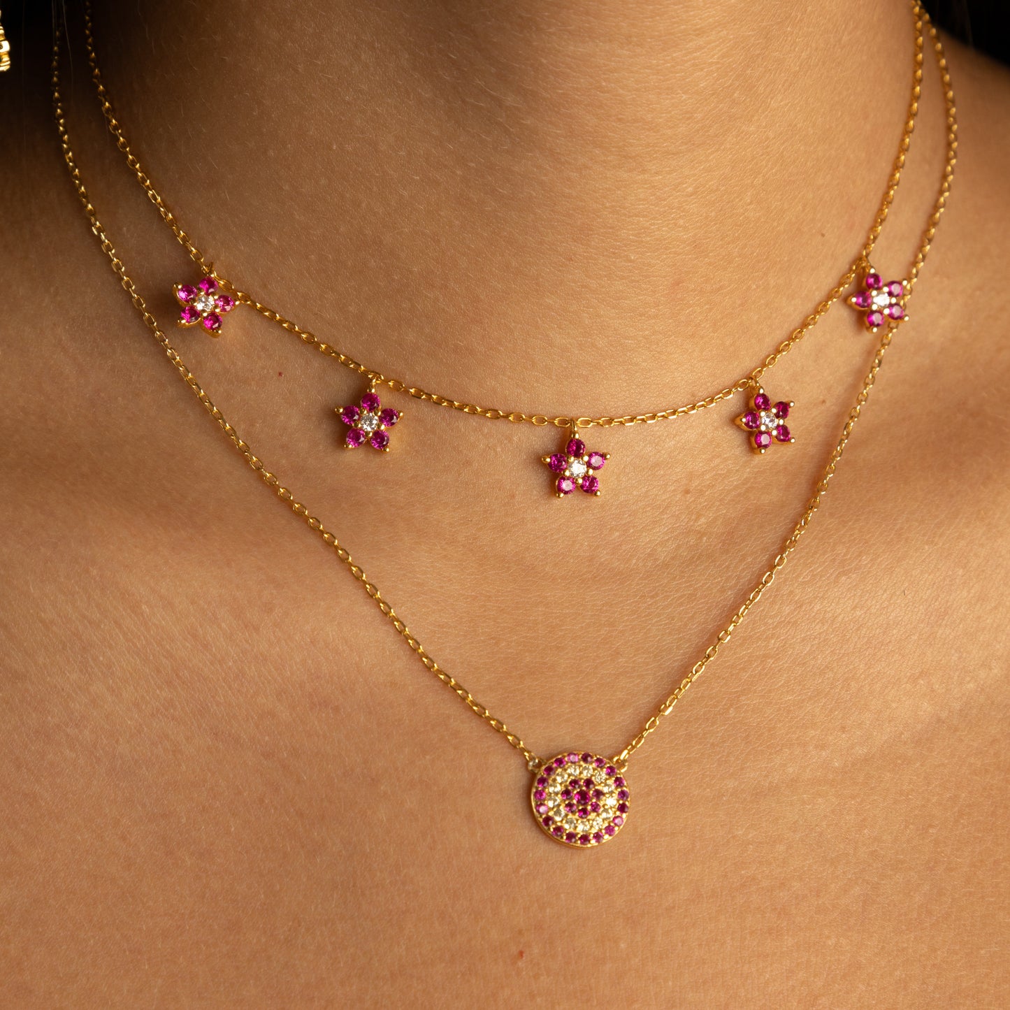 Pink Mini Flowers Choker