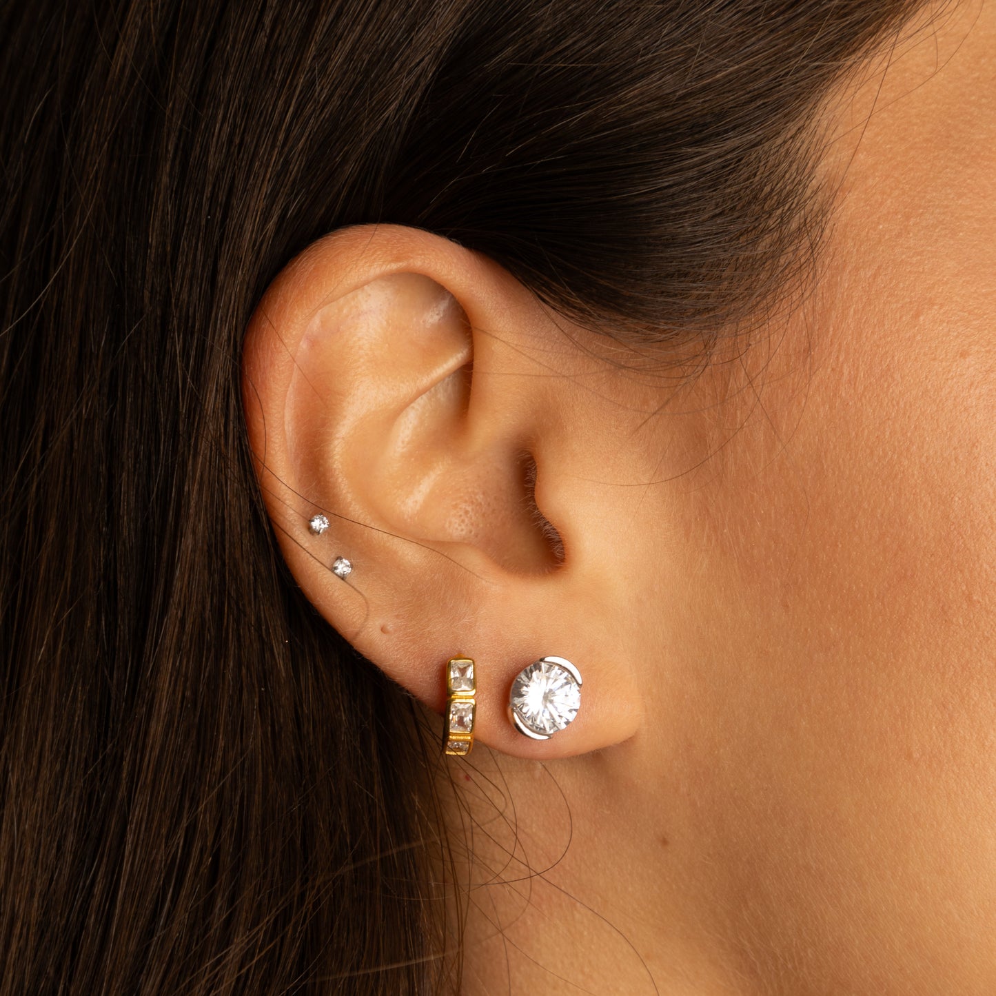 Oval Half Bezel Studs