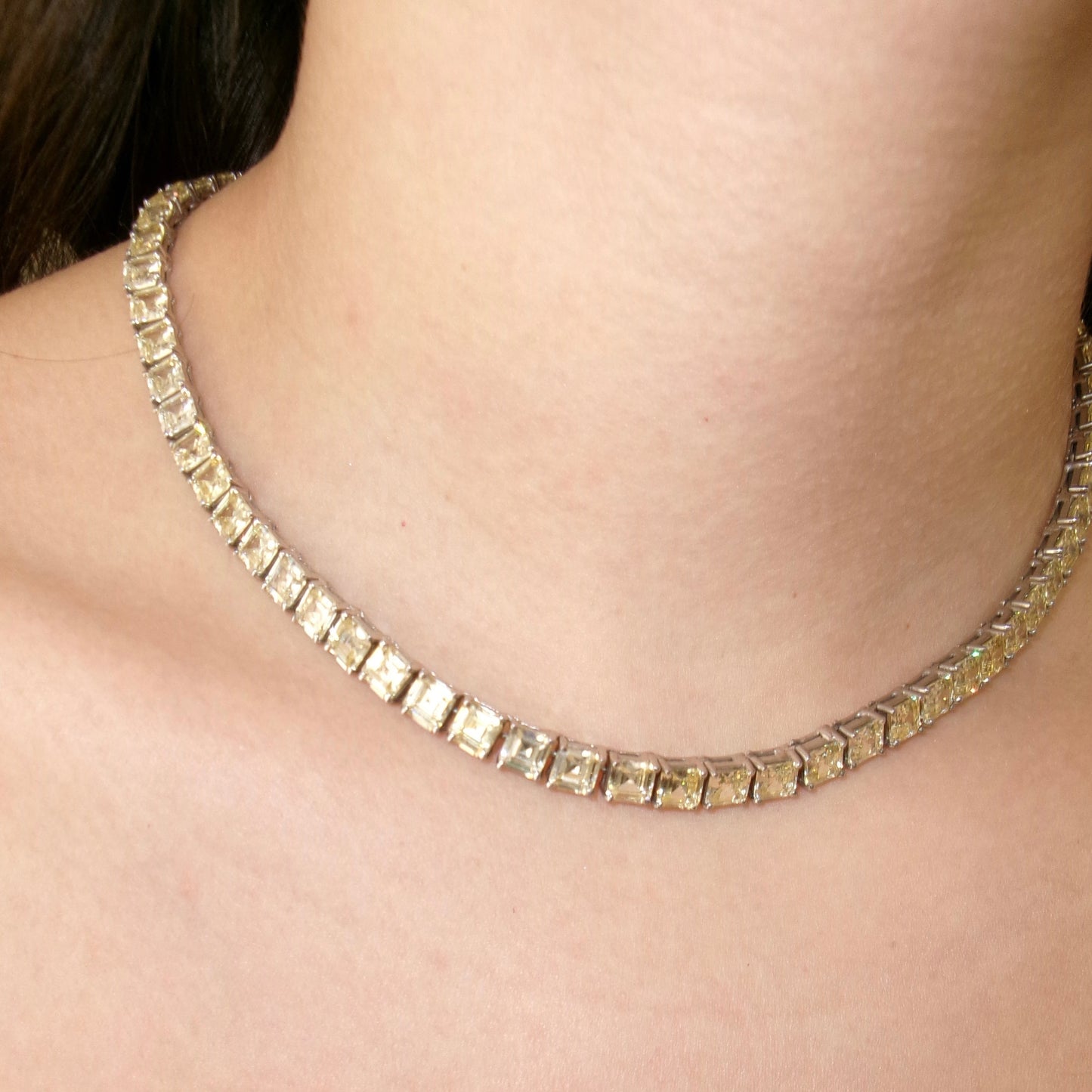 Cushion Yellow Tennis Necklace