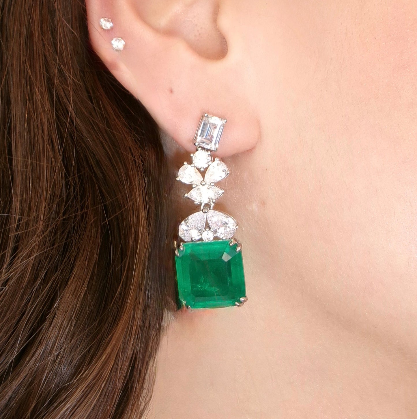 Green Cushion Earrings