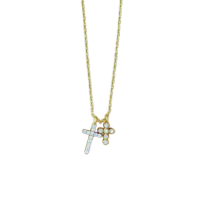 Double Mini Cross Necklace