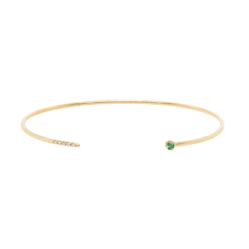 Green Stone Thin Bangle