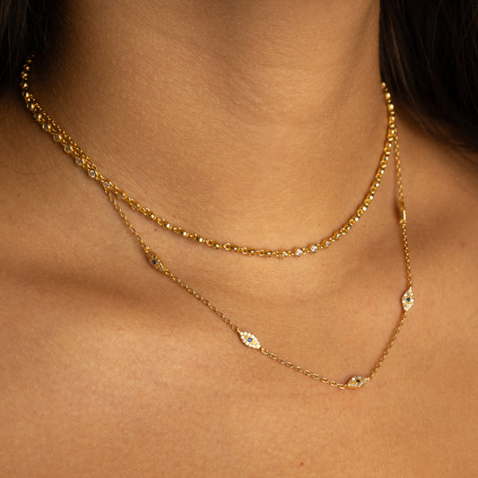 Multi Eye Gold Necklace