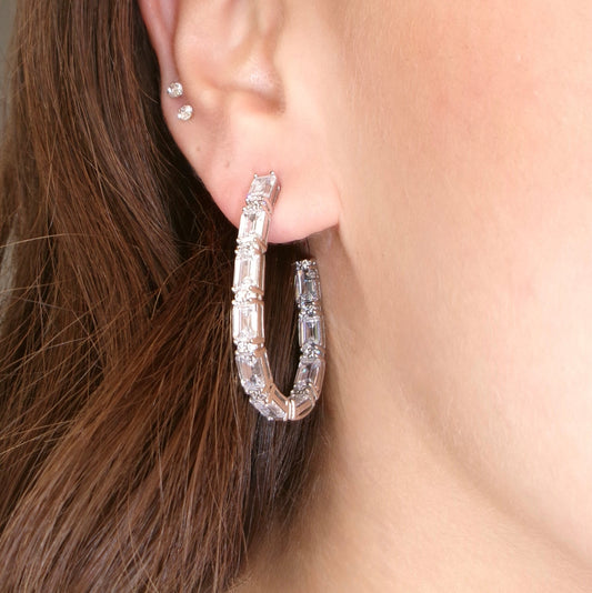White Baguette Hoops
