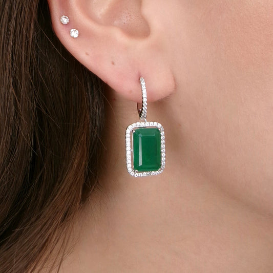 Green Emerald Hoops