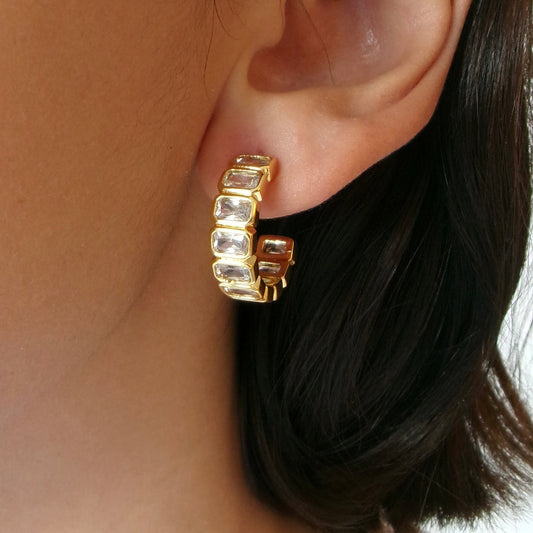 Bezel Baguette Hoop