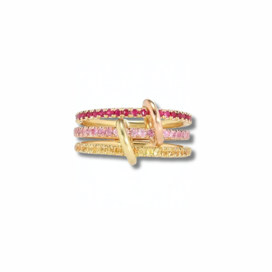 Triple Stacked Pink Ring