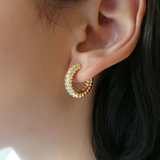 Pavé Twisted Hoops