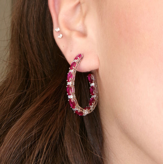 Pink Oval Hook Earrings
