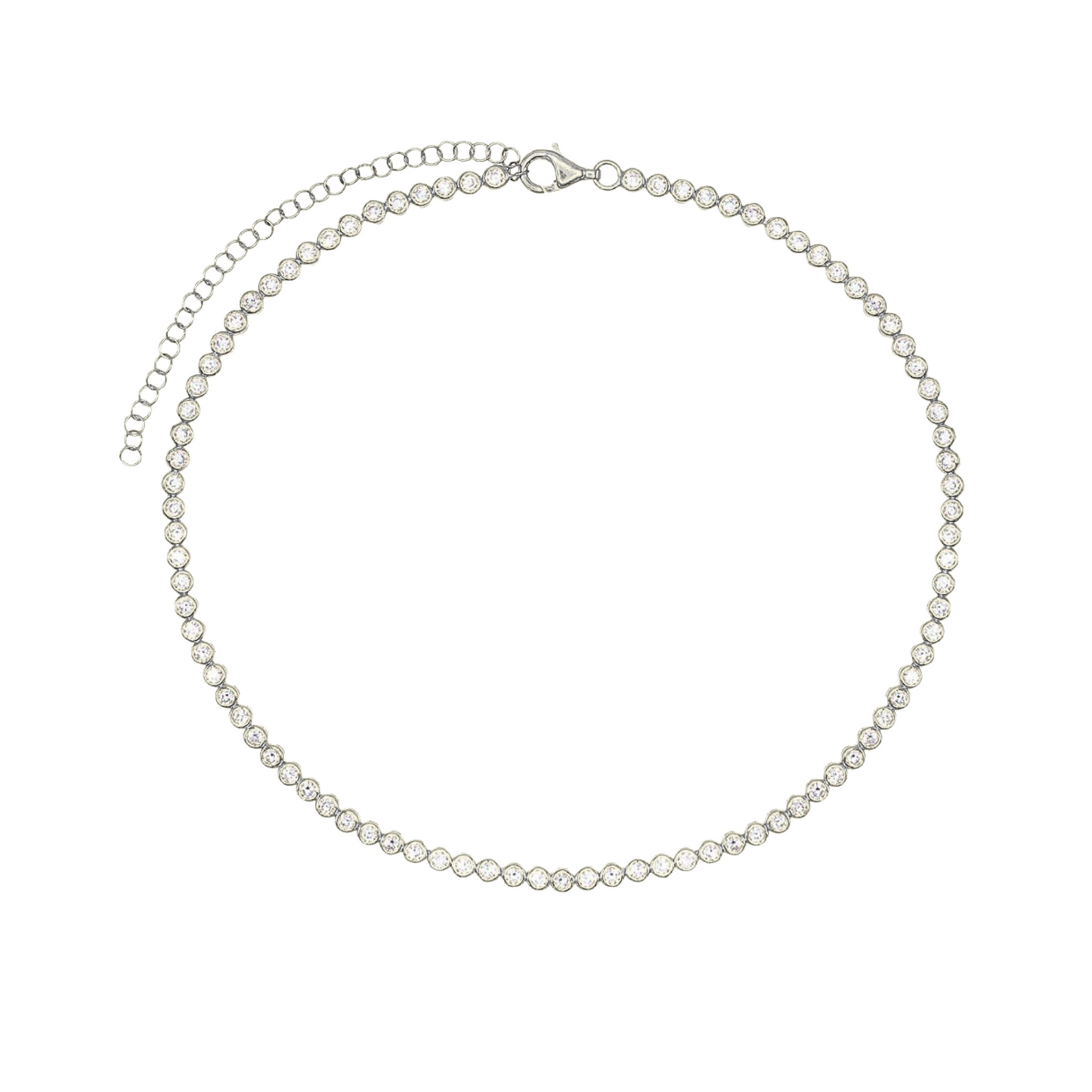 Bezel Tennis Silver Necklace