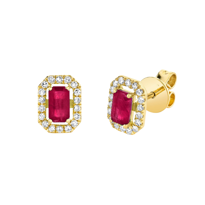 Emerald Ruby Halo Stud