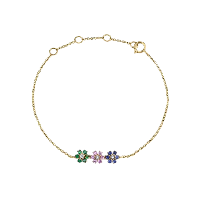 Triple Rainbow Flower Bracelet