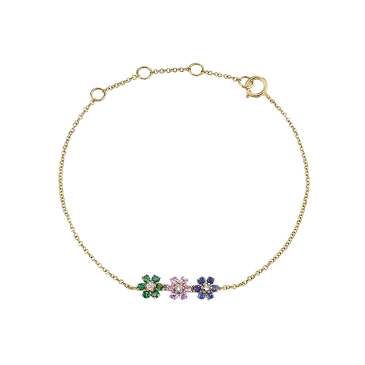 Triple Rainbow Flower Bracelet
