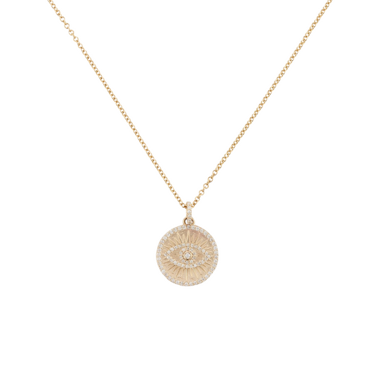 Evil Eye Coin Pave Necklace