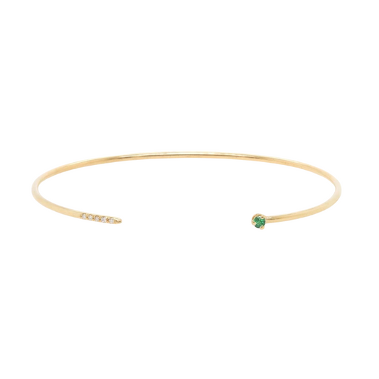 Green Stone Thin Bangle