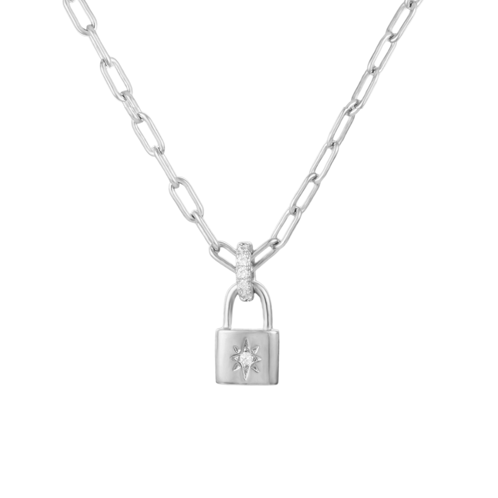 Silver Lock Chain Necklace