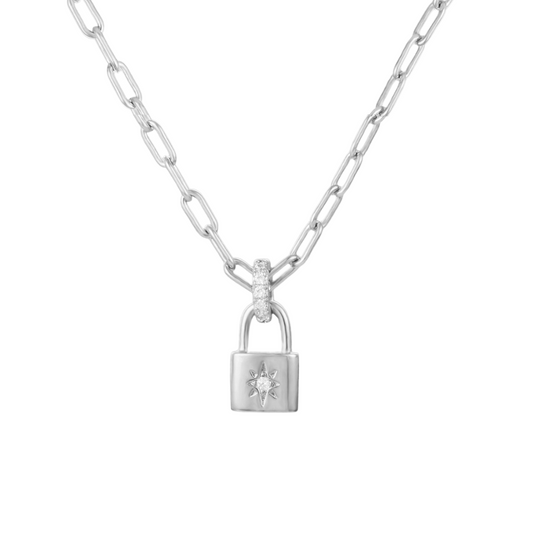 Silver Lock Chain Necklace