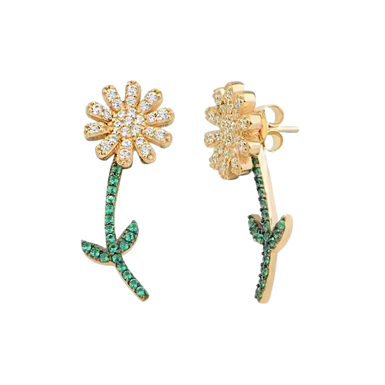 Daisy Pave Flower Earring