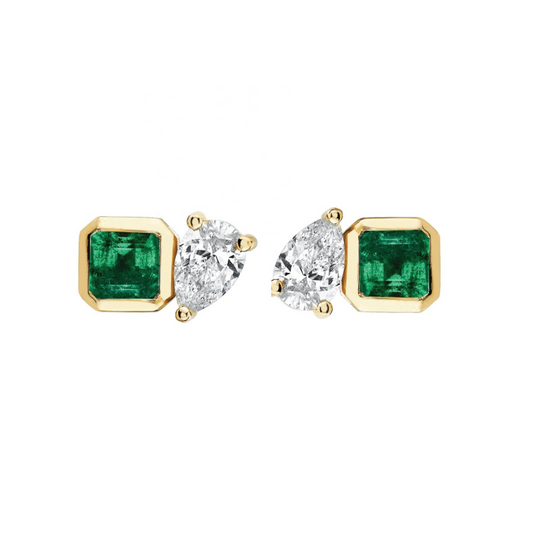 Green Bezel Waterdrop Earrings