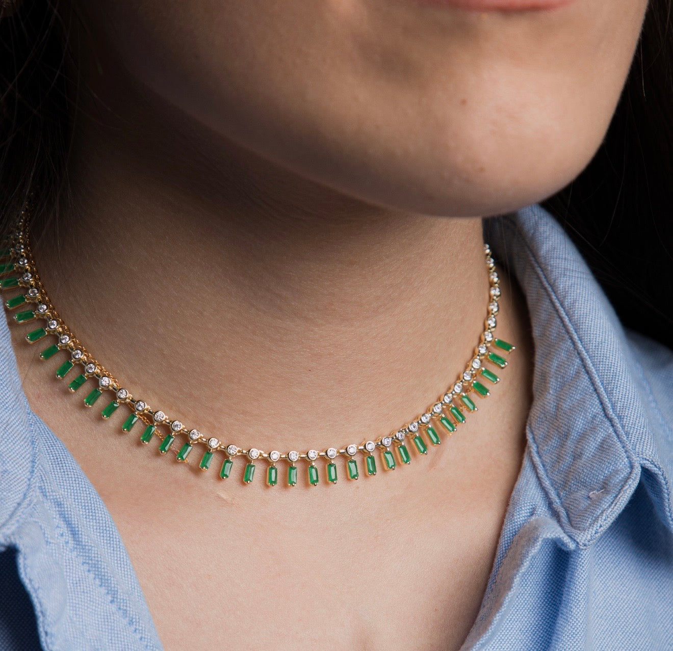 Green Baguette Necklace