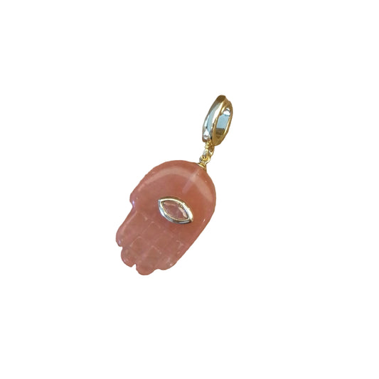 Fatima Pink Hand Stone Charm