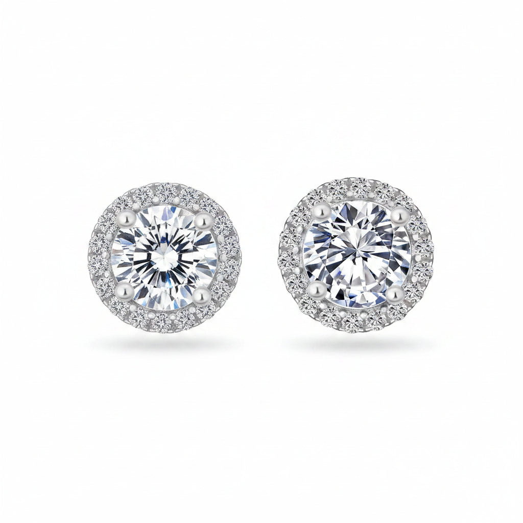 Moissanite Halo Stud