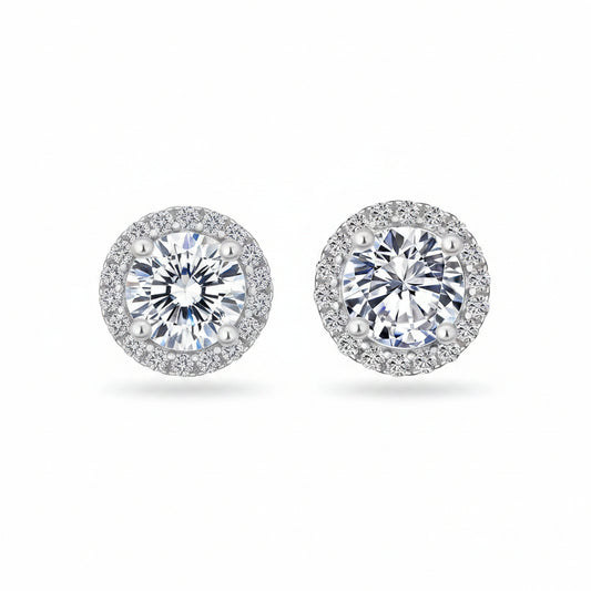 Moissanite Halo Stud